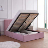 Logshire Upholstered Bed in light pink Colour With Box Storage