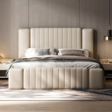 Eminentia King size Upholstered Bed in Beige Colour With Box Storage