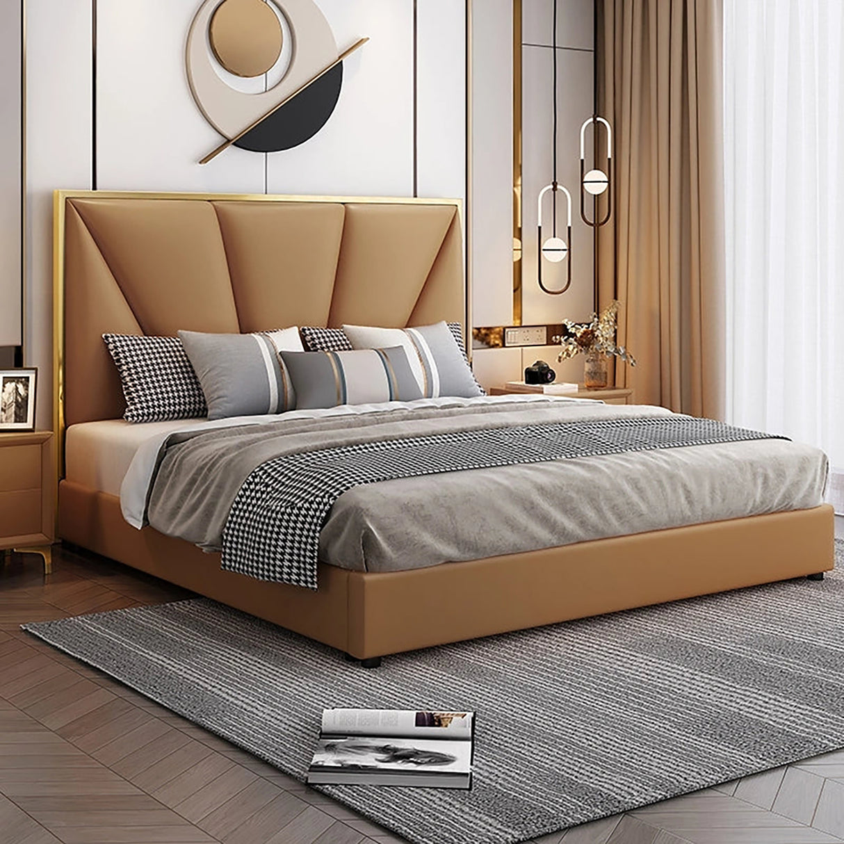 Arborstone Upholstered Bed in beige Colour With Box Storage