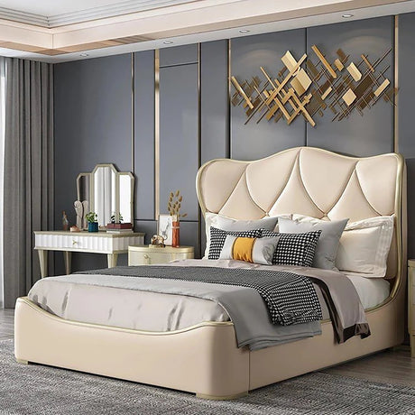 Imperia Upholstered Bed in beige Colour With Box Storage