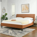 Cypress Upholstered Bed in Brown Colour Without Box Storage