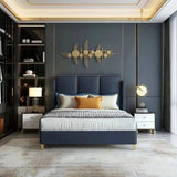 Slumber King size Upholstered Bed in Greyish Blue Colour Without Box Storage