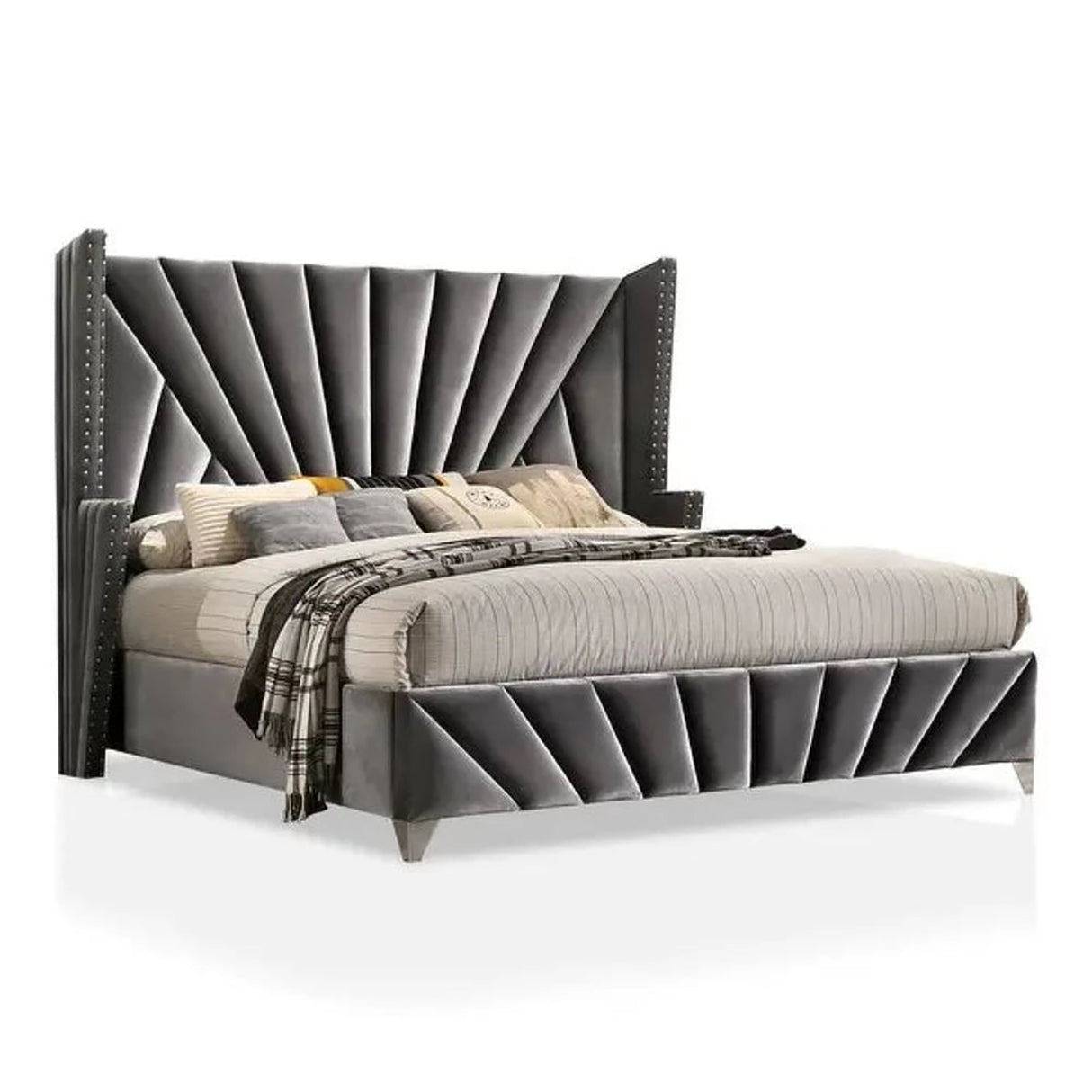 Oakhurst Upholstered Bed in grey Colour With Box Storage