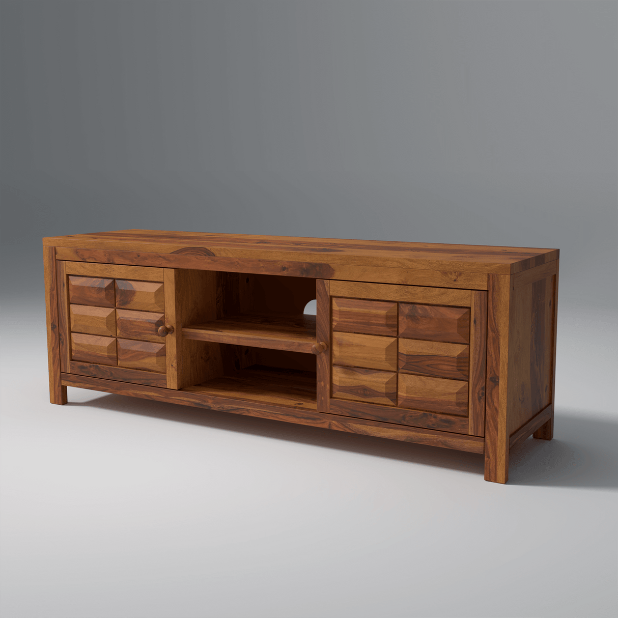 Arcadia Sheesham Wood TV Unit In Light Honey