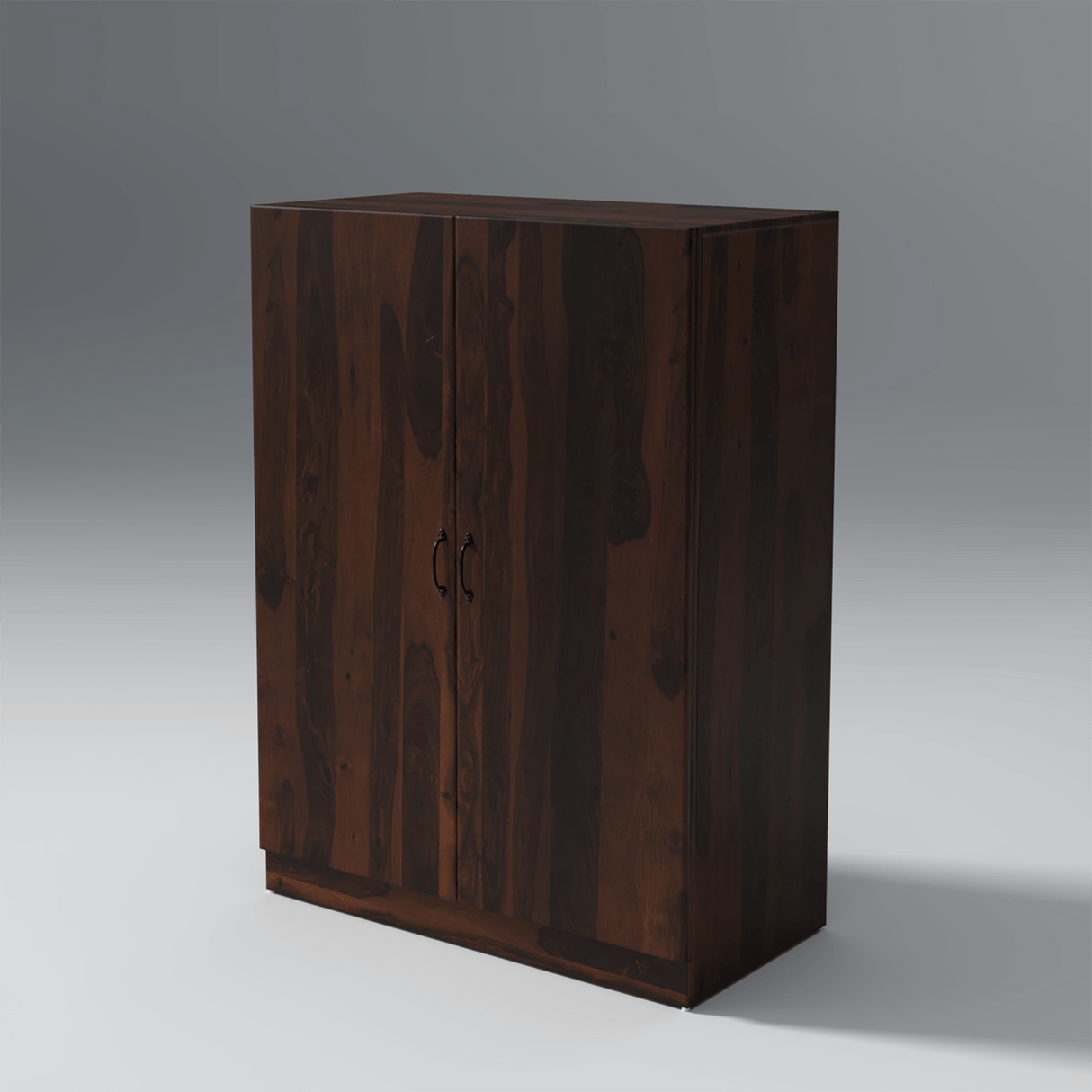 Ambry Sheesham Wood Bar Cabinet In Dark Reddish Brown Two Drawers