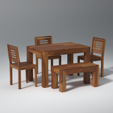 Mauro Sheesham Wood Dining Table Set (4 Seater) In Light Honey Finish