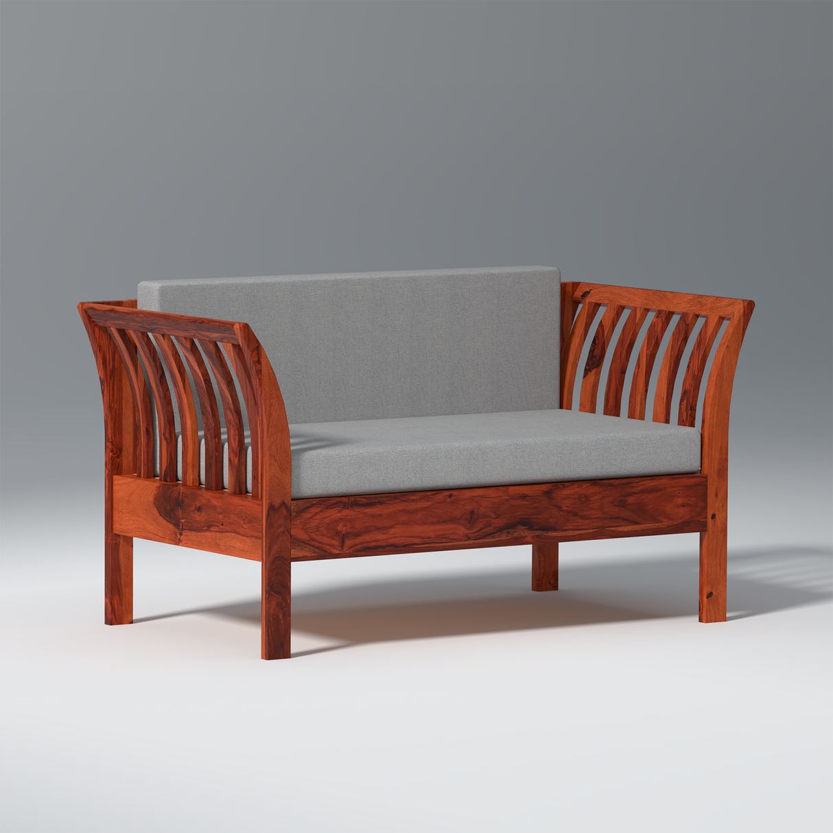 Komfor Sheesham Wood Sofa Set In Reddish Rosewood