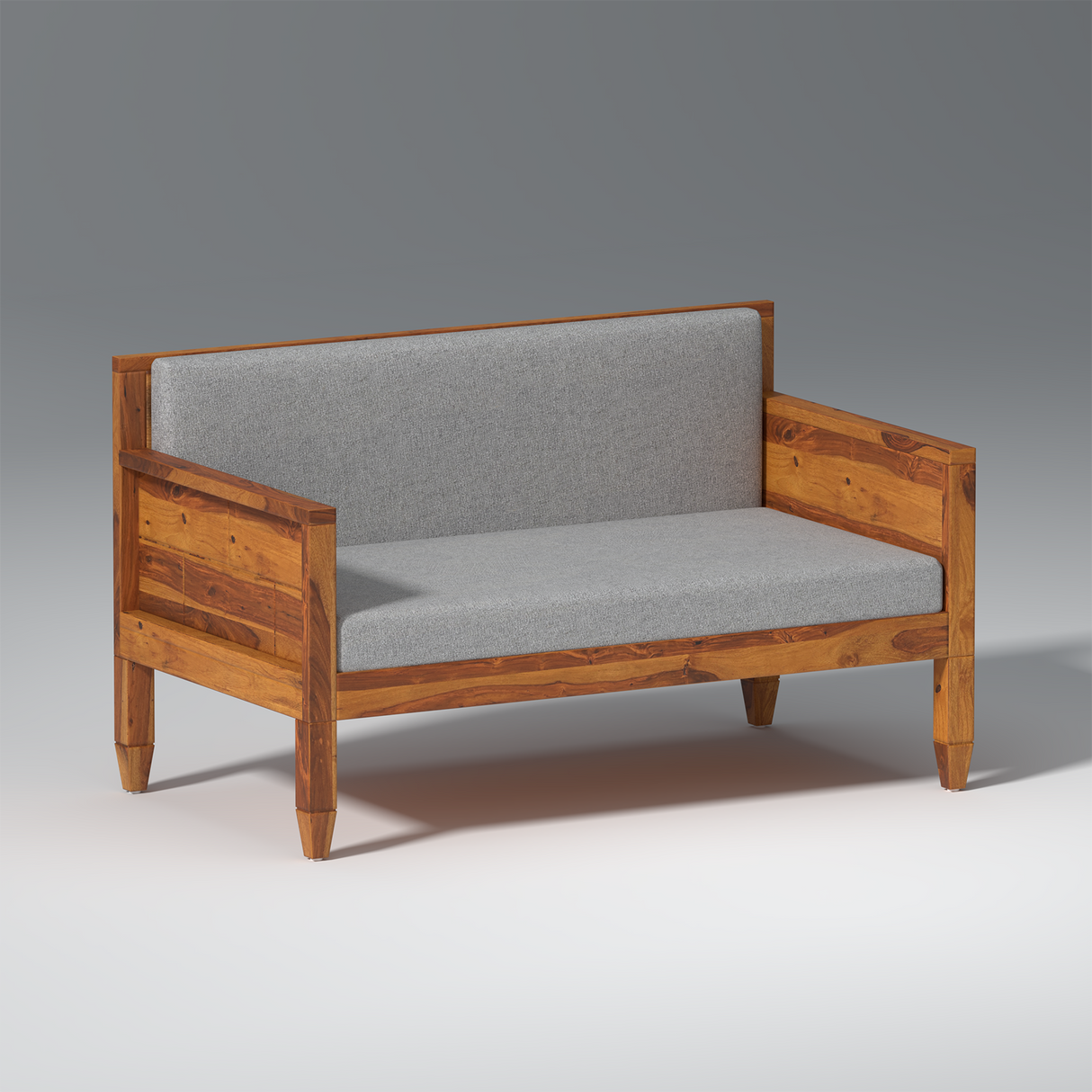 Trely Sheesham Wood Sofa Set In Light Honey