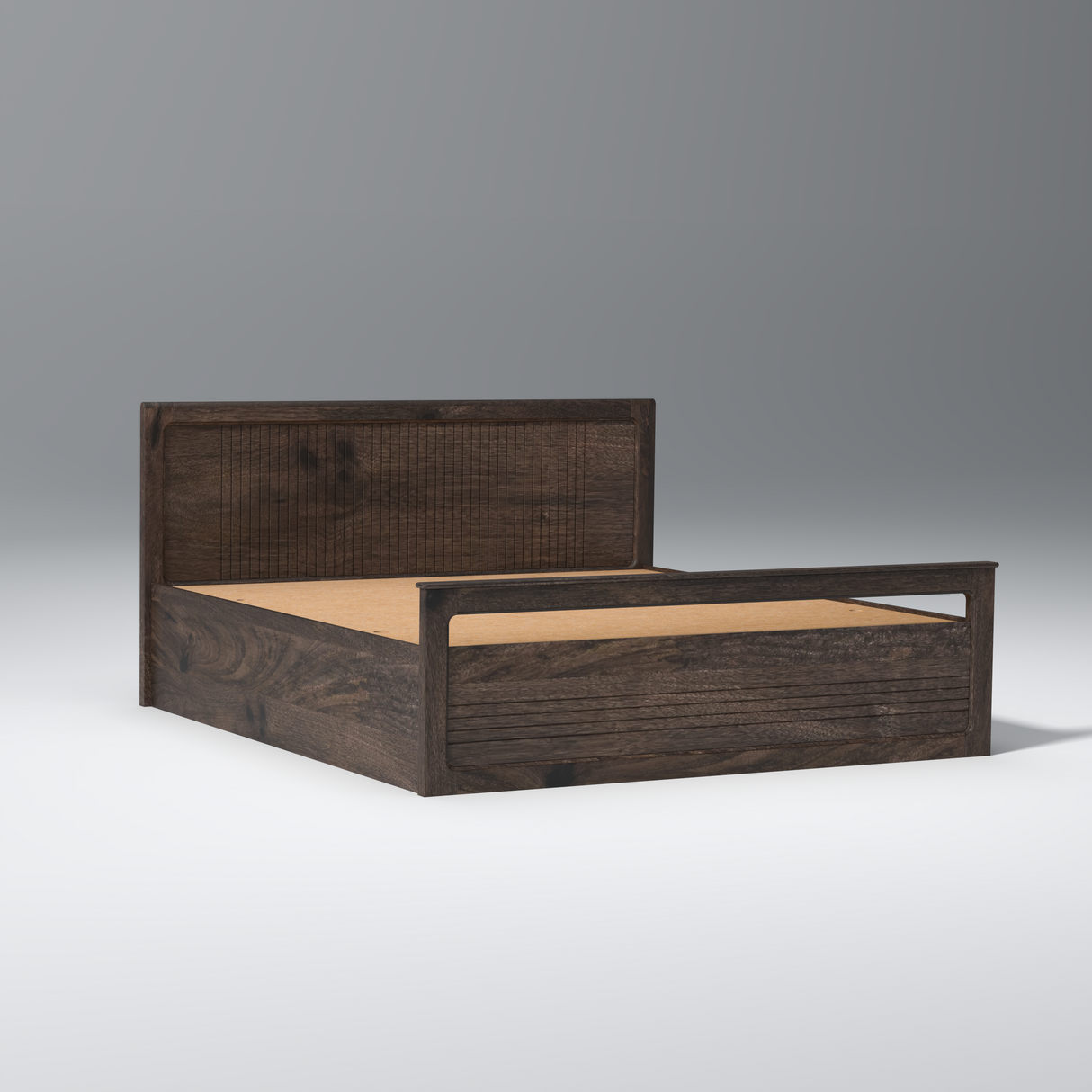 Magama Mango wood King size Bed in Walnut colour With Box Storage