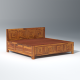 Nostalgic Sheesham Wood Hydraulic Bed in Light Honey Finish With Box Storage