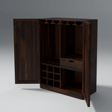 Ambry Sheesham Wood Bar Cabinet In Dark Reddish Brown Two Drawers