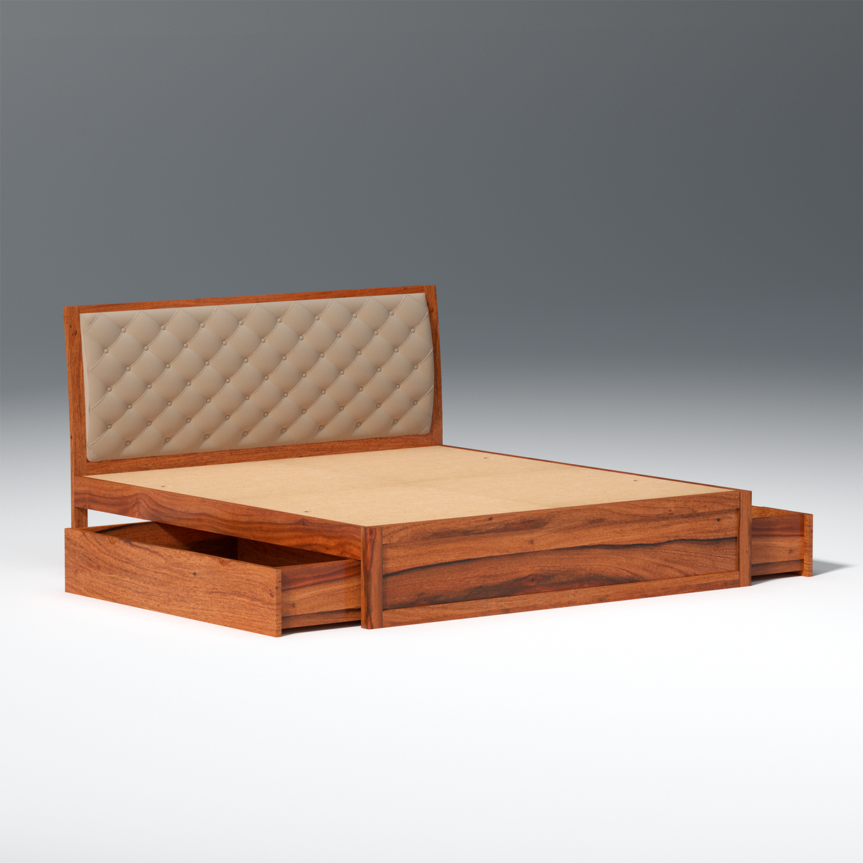 Eleganz Sheesham Wood Bed with Box Storage in Maharani Colour