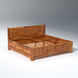 Nostalgic Sheesham Wood Bed in Light Honey Finish With Box Storage