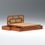 Zenitha Sheesham Wood Bed with Box Storage in Maharani Colour