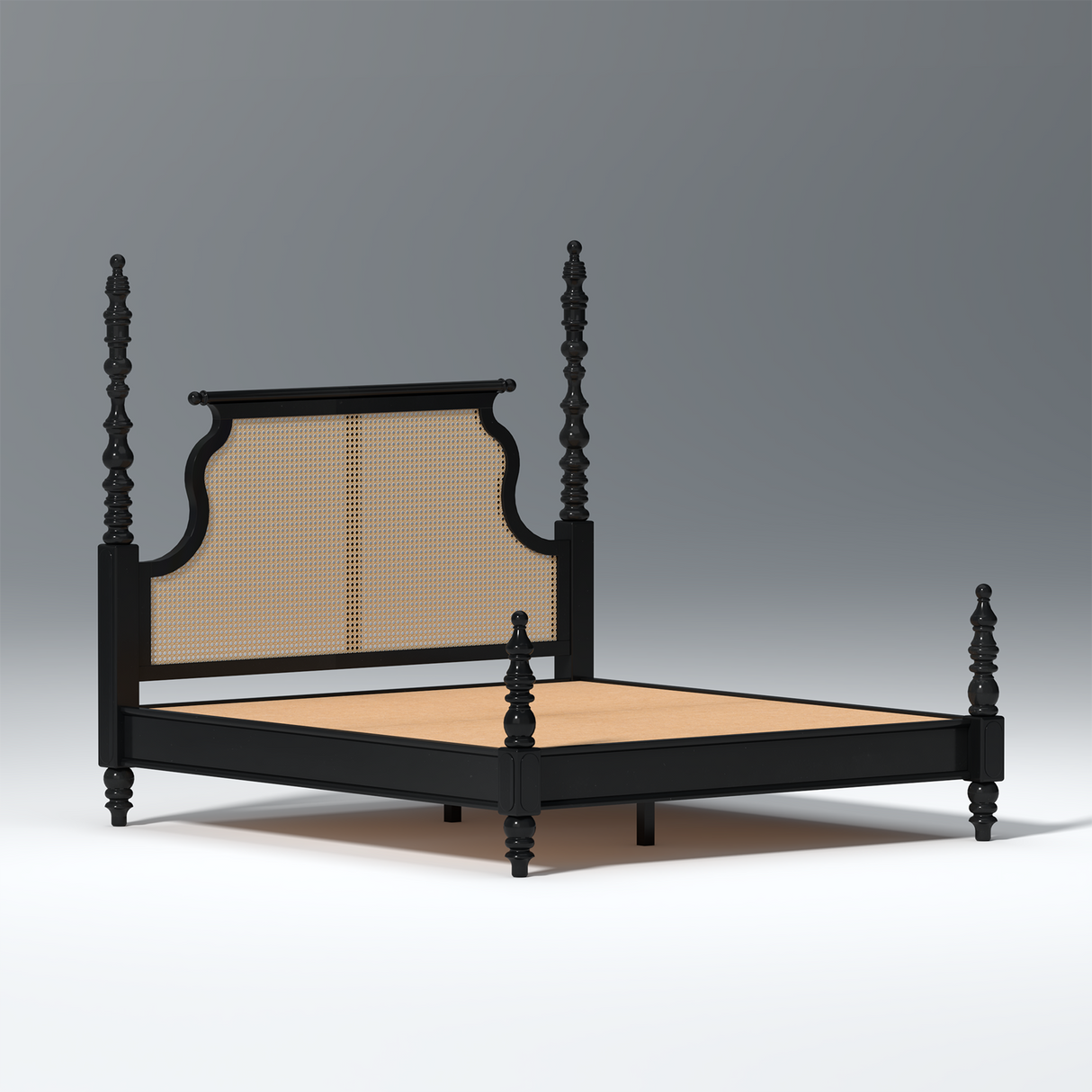 Revive Mangowood Bed Without Box Storage in Black Colour