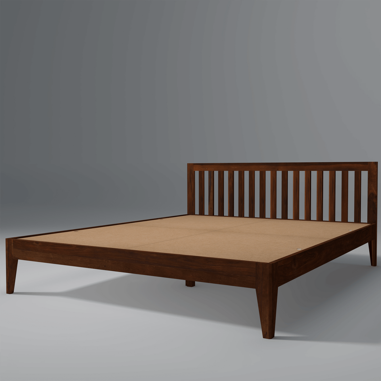 Luxy Low  Sheesham Wood Bed In Light Rosewood Without Box Storage