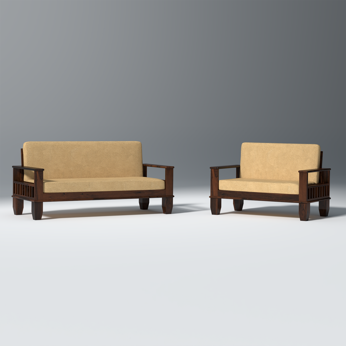 Fugleg Nest Sheesham Walnut Sofa In Dark Walnut Color