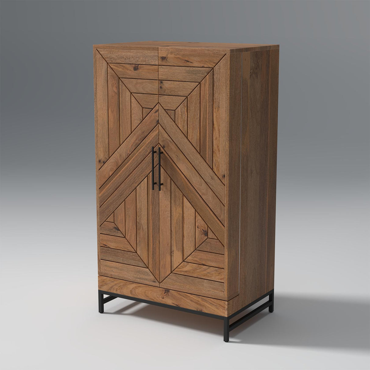 Glint Bar Mango Wood Cabinet in Natural Finish