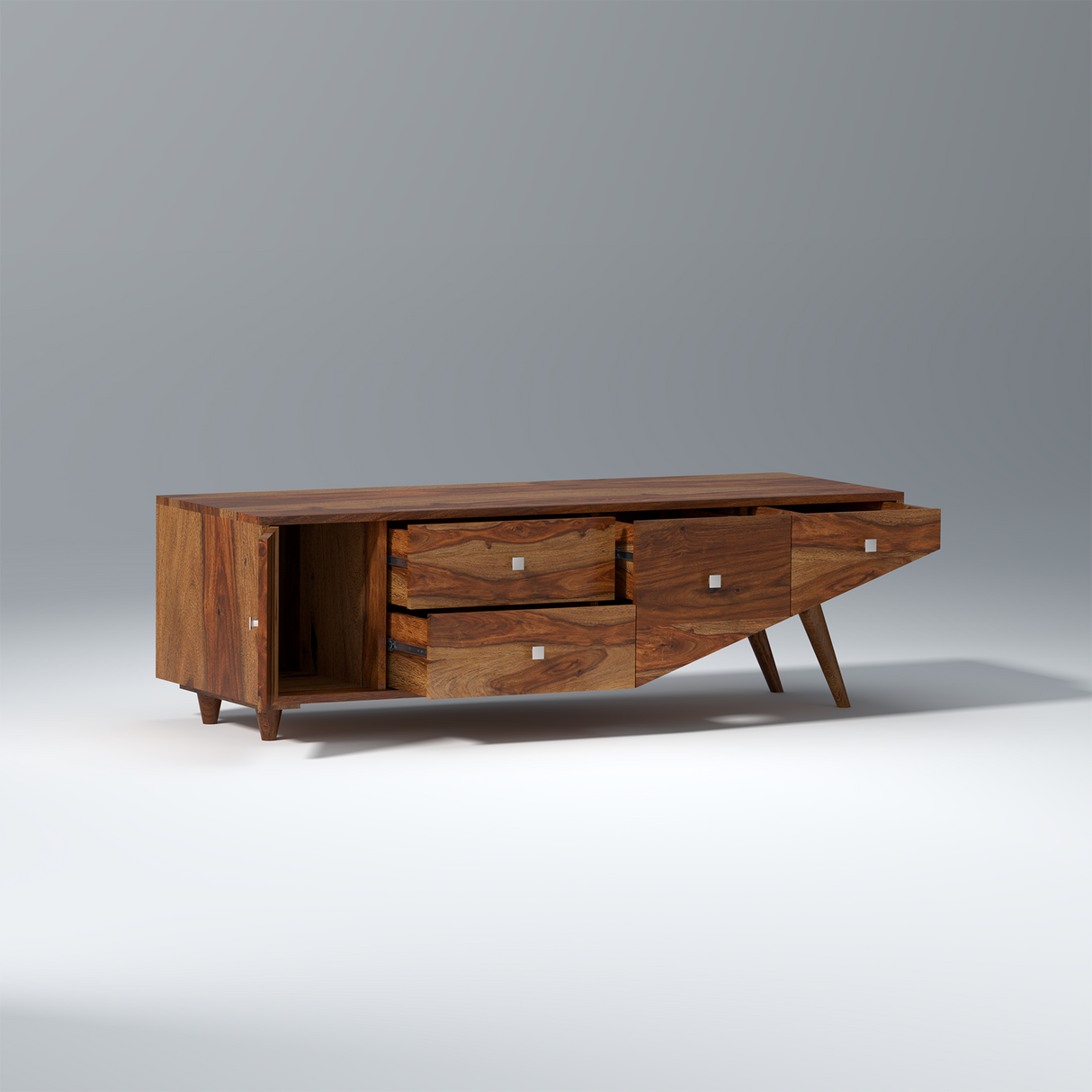 Willow Sheesham Wood TV Unit in Light Walnut Colour