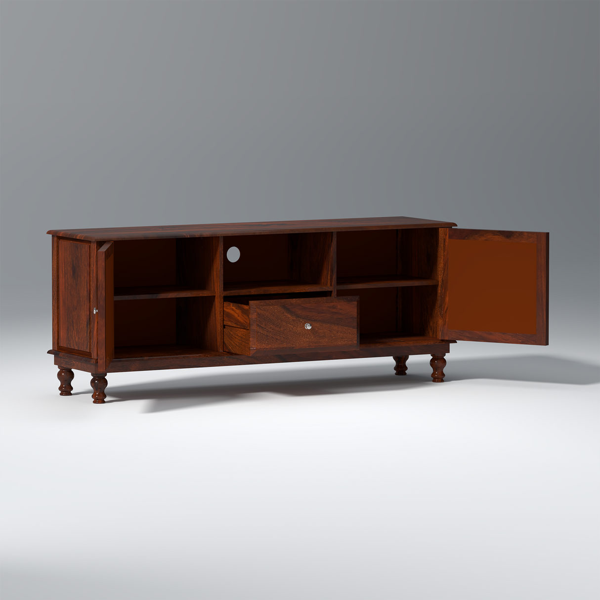 Solstice Sheesham Wood TV Unit in Dark Maharani Colour