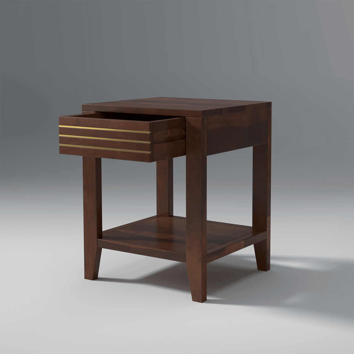 Garazzo Sheesham Wood Bedside Table In Light Rosewood