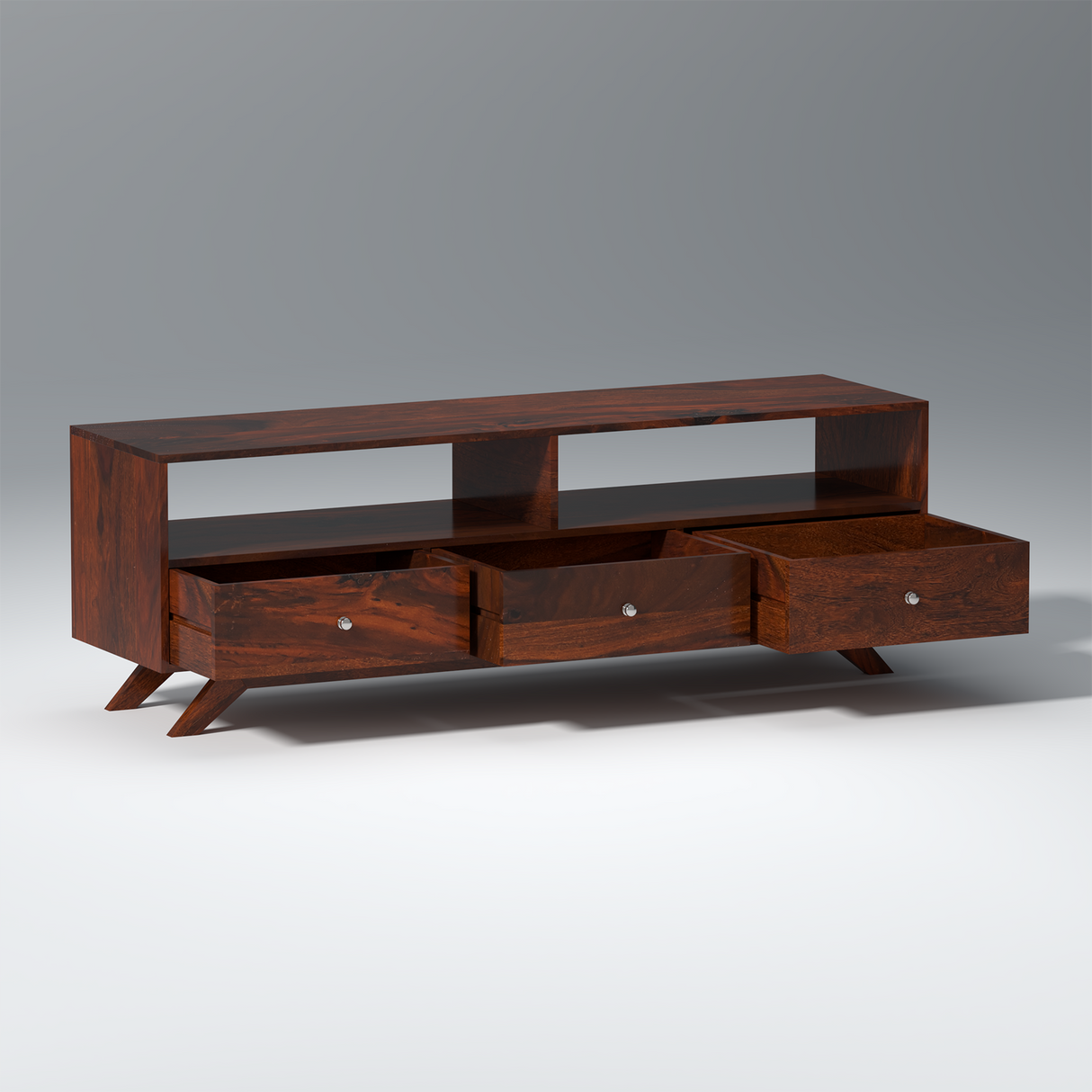 Cosmos Sheesham Wood TV Unit in Dark Maharani Colour