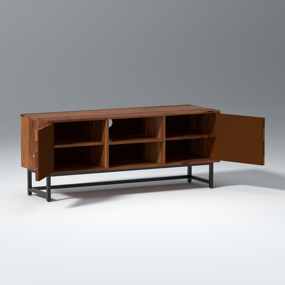 Emerge Sheesham Wood TV Unit in Light Walnut Colour