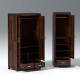 Aurora Three Door Sheesham Wood Wardrobe in Walnut Colour