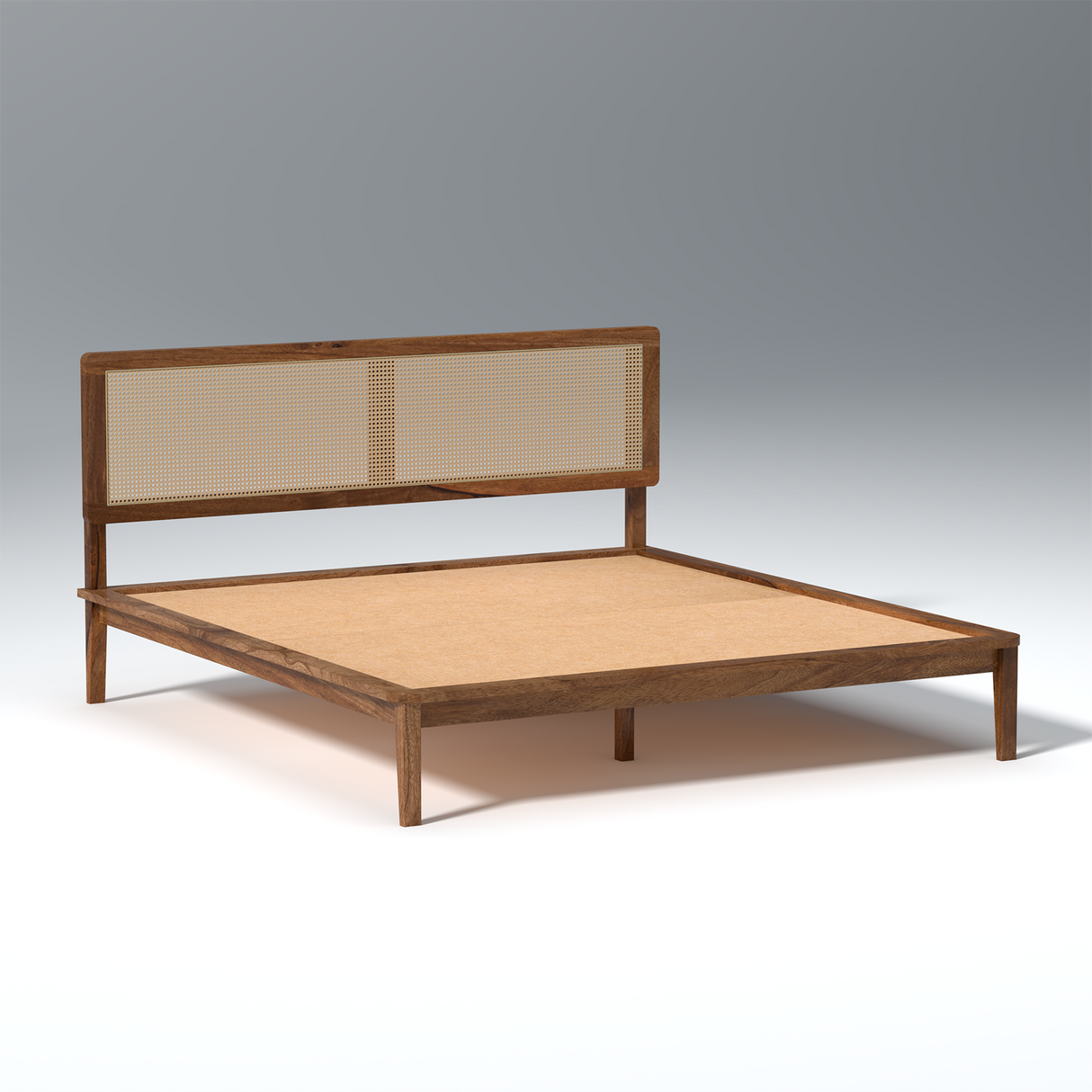 Solace Mangowood Bed Without Box Storage in Brown Colour