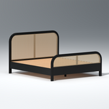 Cloud Mangowood King Size Bed Without Box Storage in Black Colour