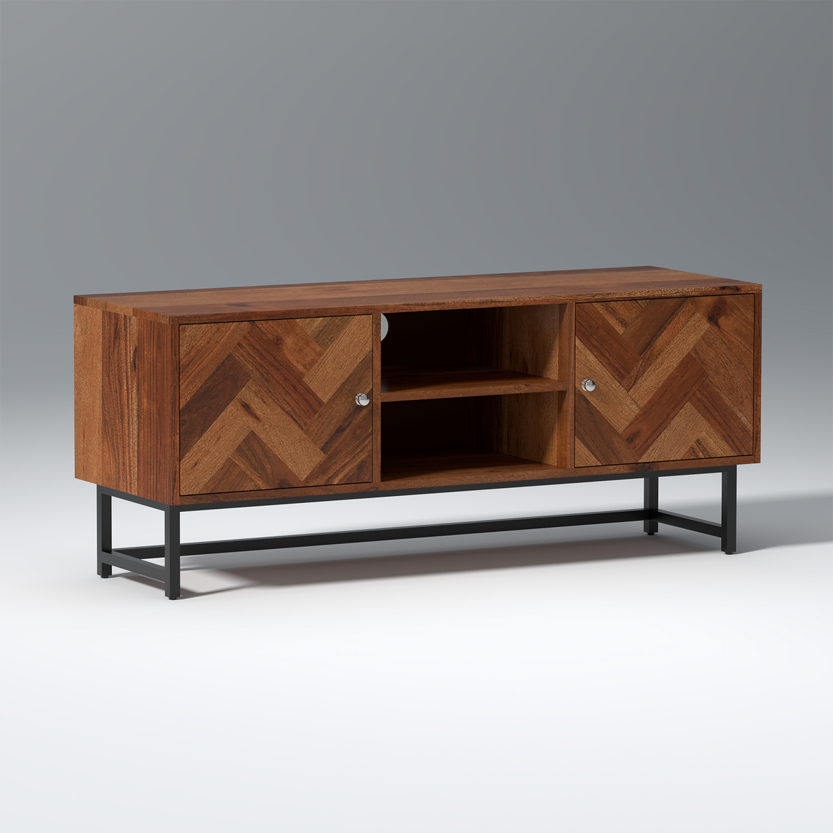 Emerge Sheesham Wood TV Unit in Light Walnut Colour