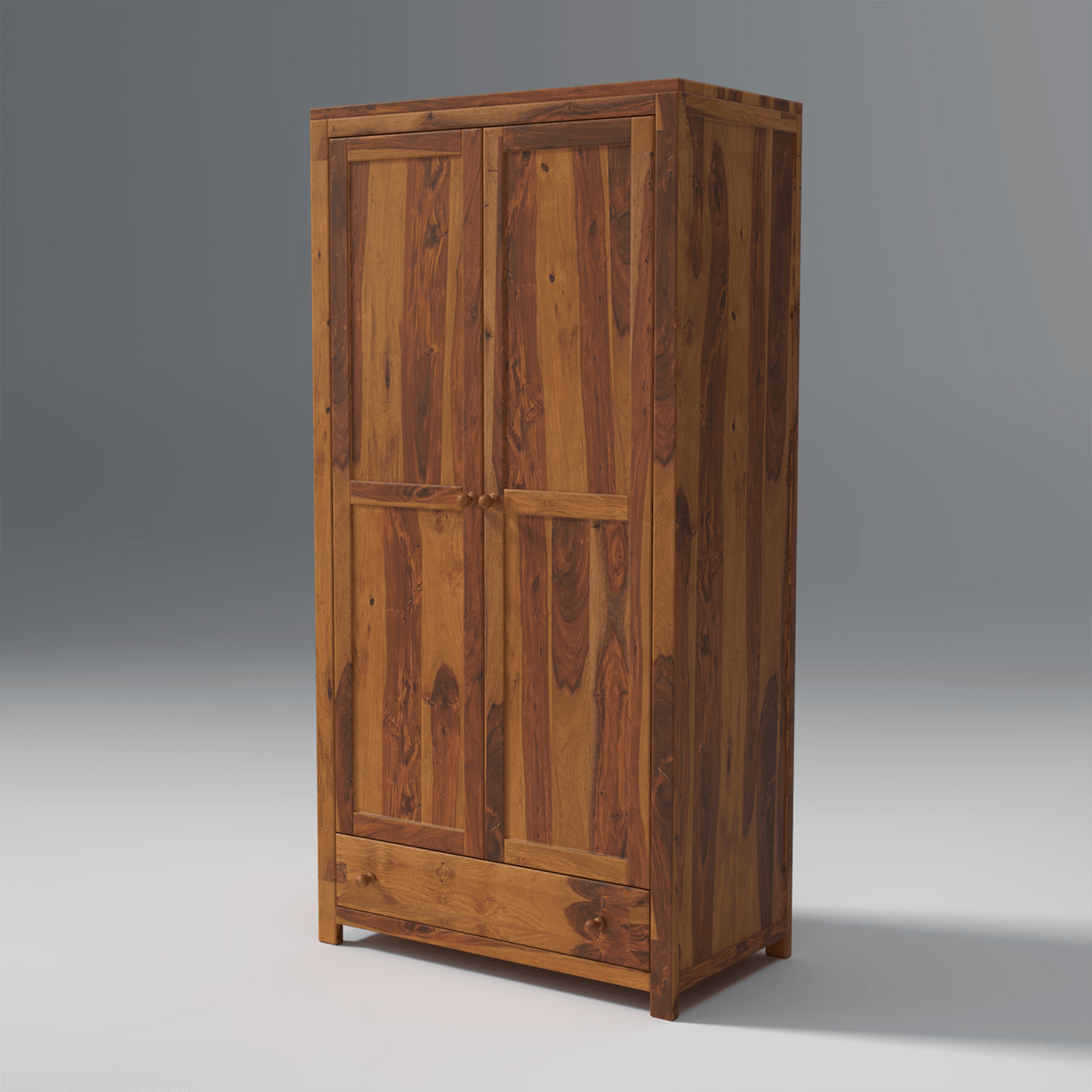 Arcadia Sheesham Wood Wardrobe In Light Honey