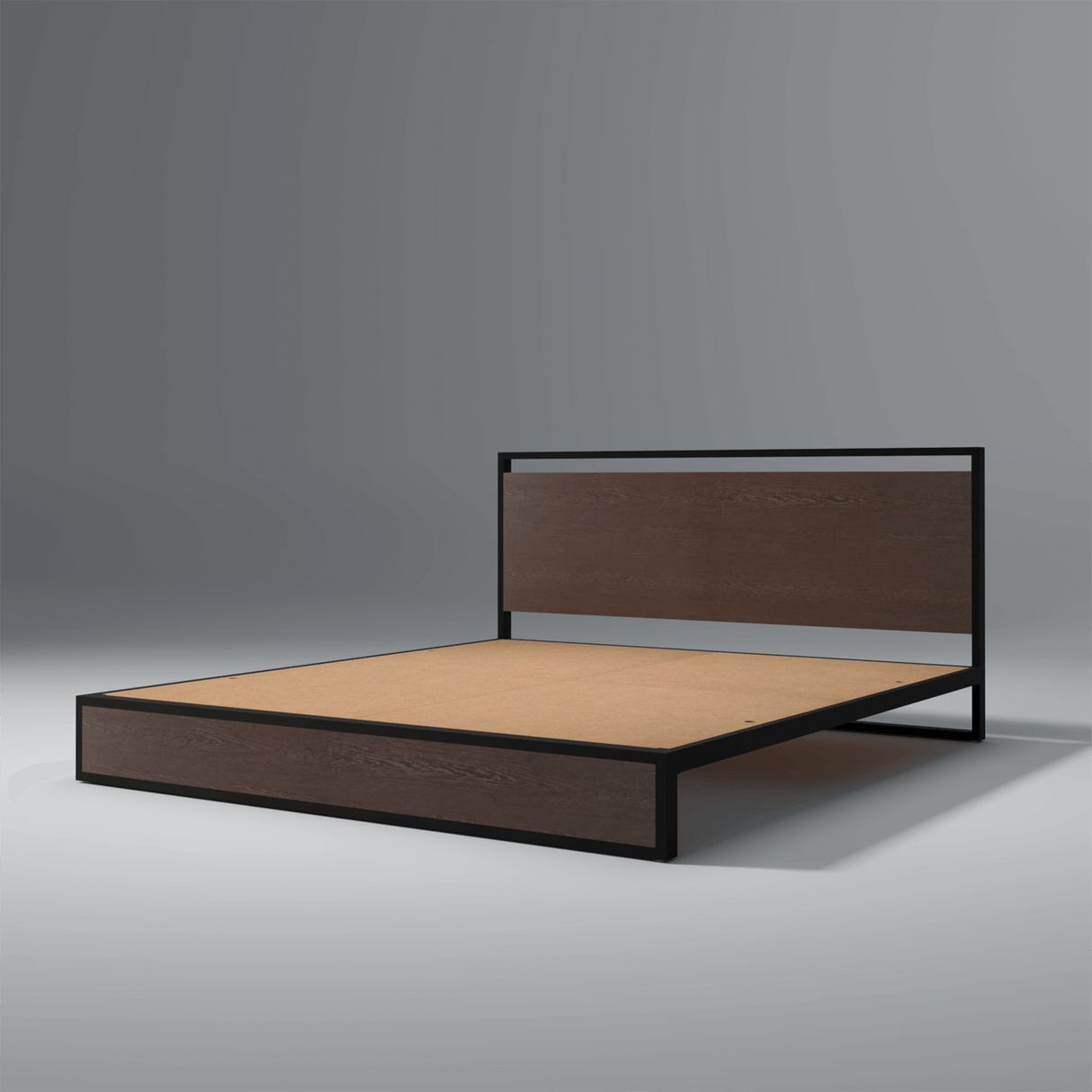 Indo Powder Coated Metal Bed With MDF Wood In Wenge Brew