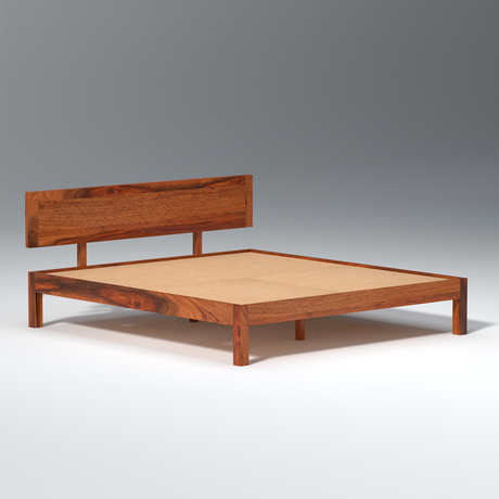 Lofted Sheesham Wood bed Without Storage in Maharani Color