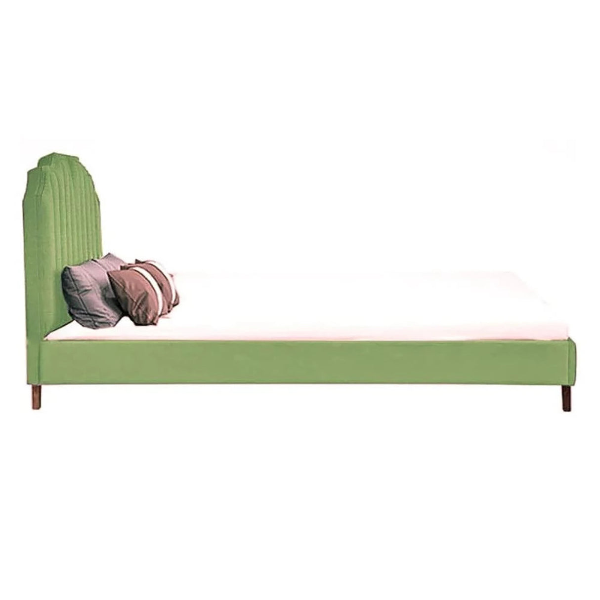 Ridge Upholstered Bed in green Colour Without Box Storage