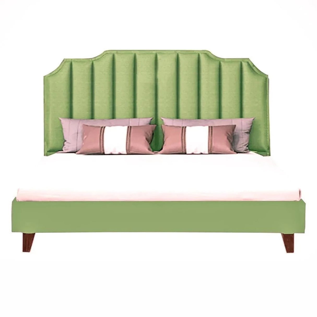 Ridge Upholstered Bed in green Colour Without Box Storage