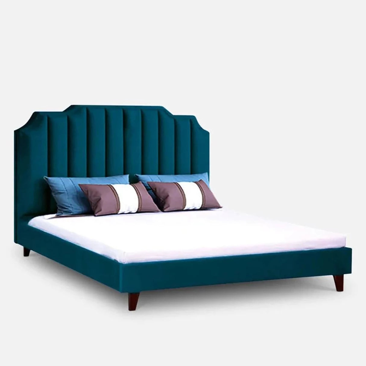 Ridge Upholstered Bed in green Colour Without Box Storage