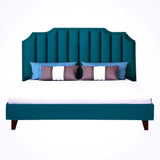 Ridge Upholstered Bed in green Colour Without Box Storage