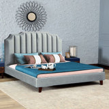 Ridge Upholstered Bed in green Colour Without Box Storage