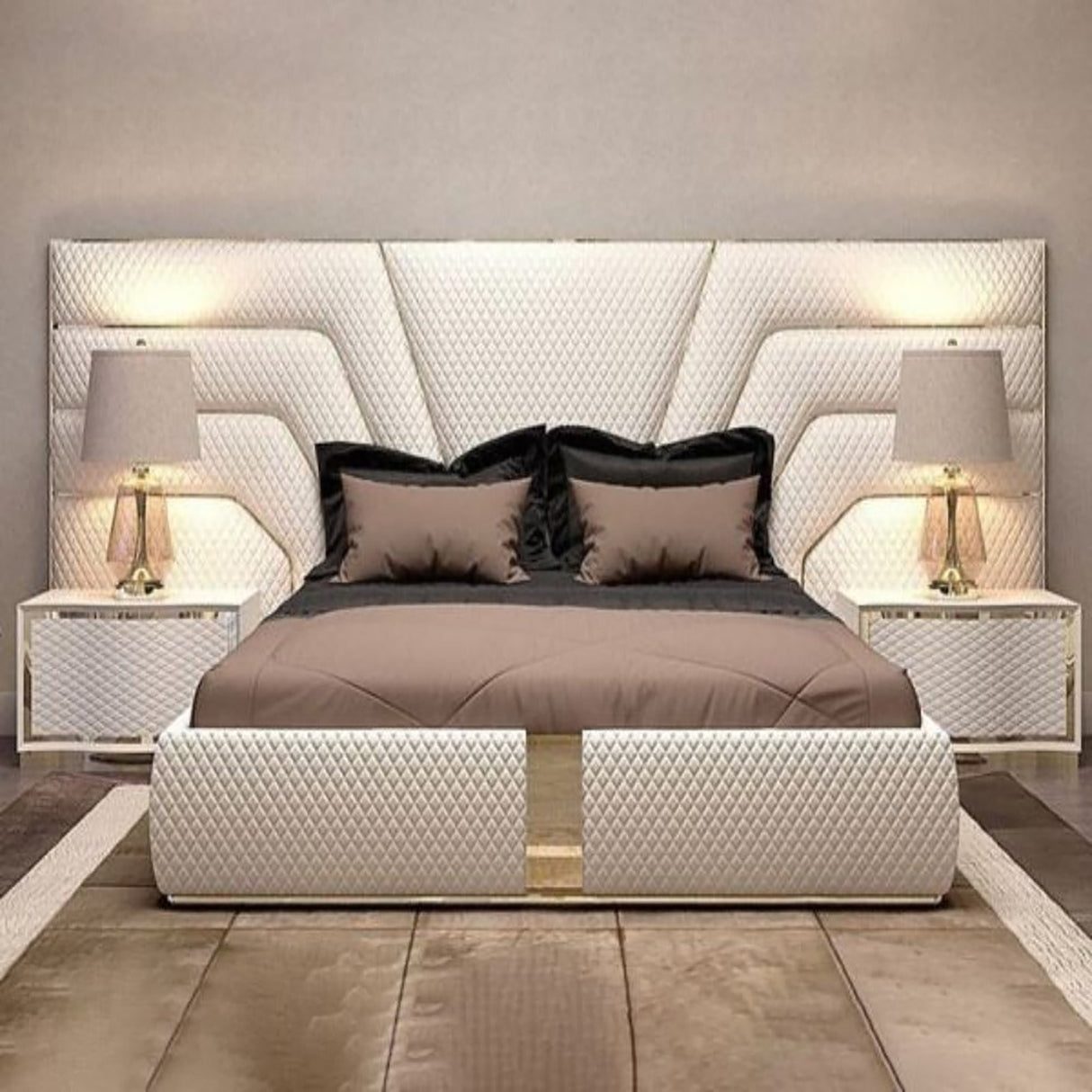 Sprucewood Upholstered Bed in beige Colour With Box Storage