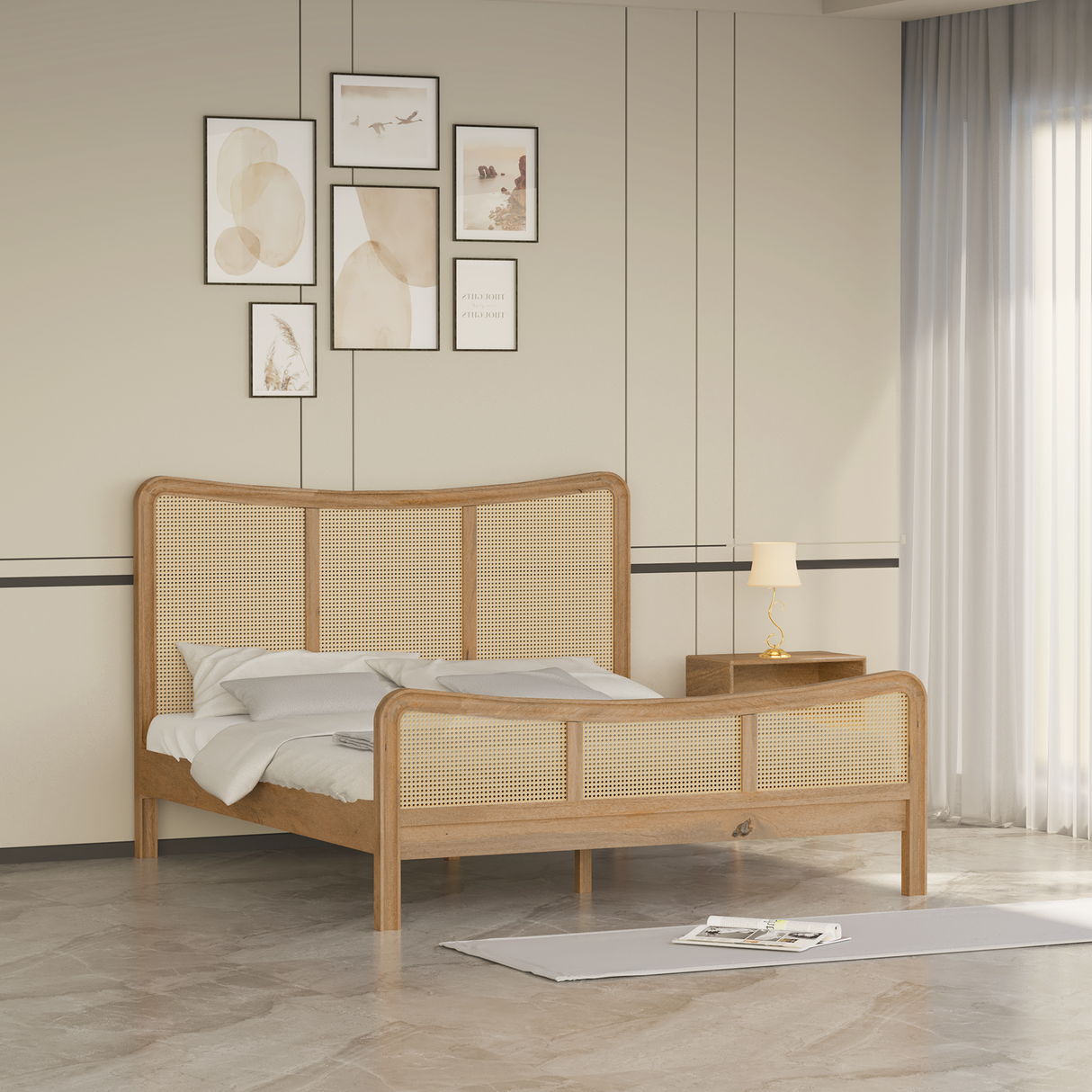 Sootha Mangowood Bed Without Box Storage in Natural Colour