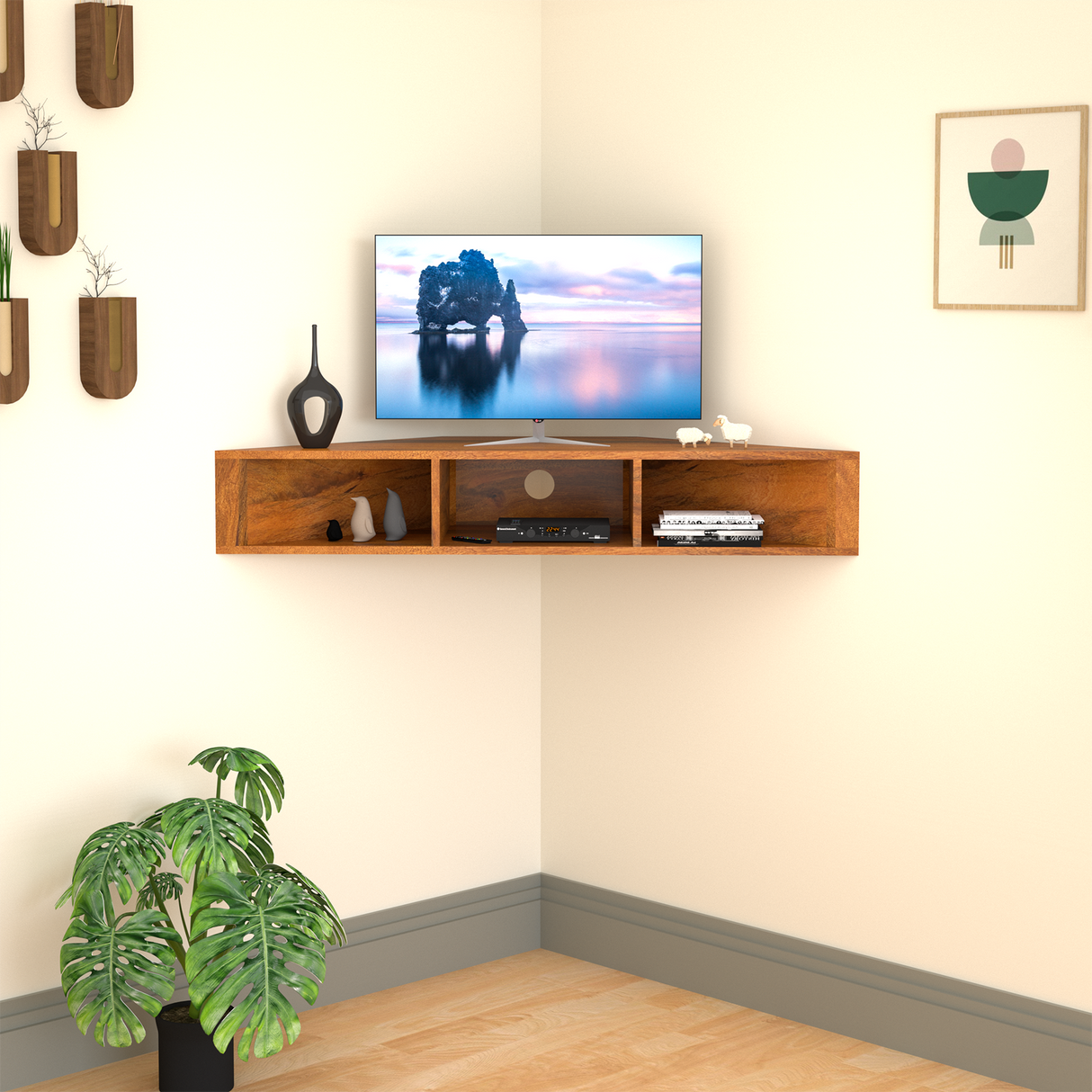 Sierra Mango Wood TV Unit in Natural Teak Colour