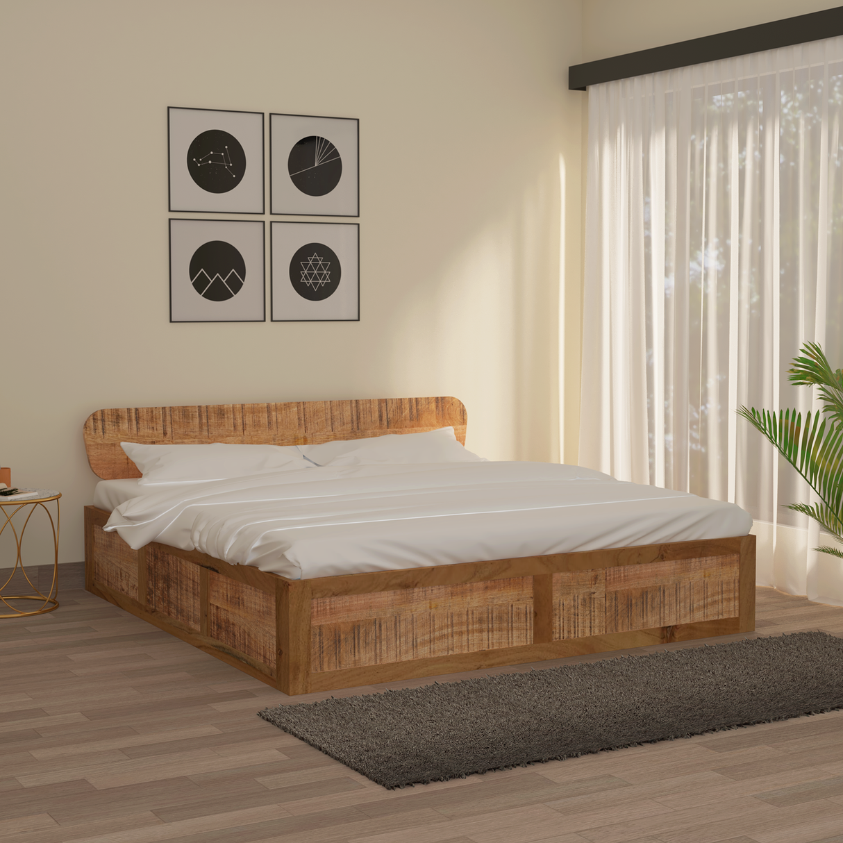 Serenity Aara Cut Bed Mango And Acacia Wood In Finish Natural