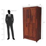 Pluto Sheesham Wood Wardrobe In Reddish Rosewood