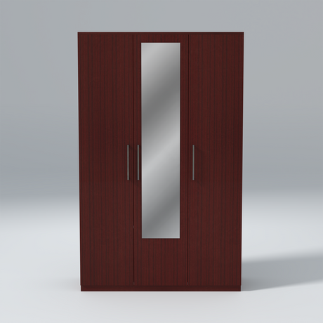 Prada 3 Door Engineered Wood Wardrobe In Mahogany
