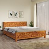 Azalea Sheesham Wood King Size Bed in Light Honey Finish With Box Storage