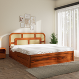 Zenitha Sheesham Wood Bed with Box Storage in Maharani Colour