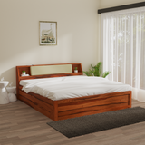 Serene Sheesham Wood bed with Box Storage in Maharani Colour