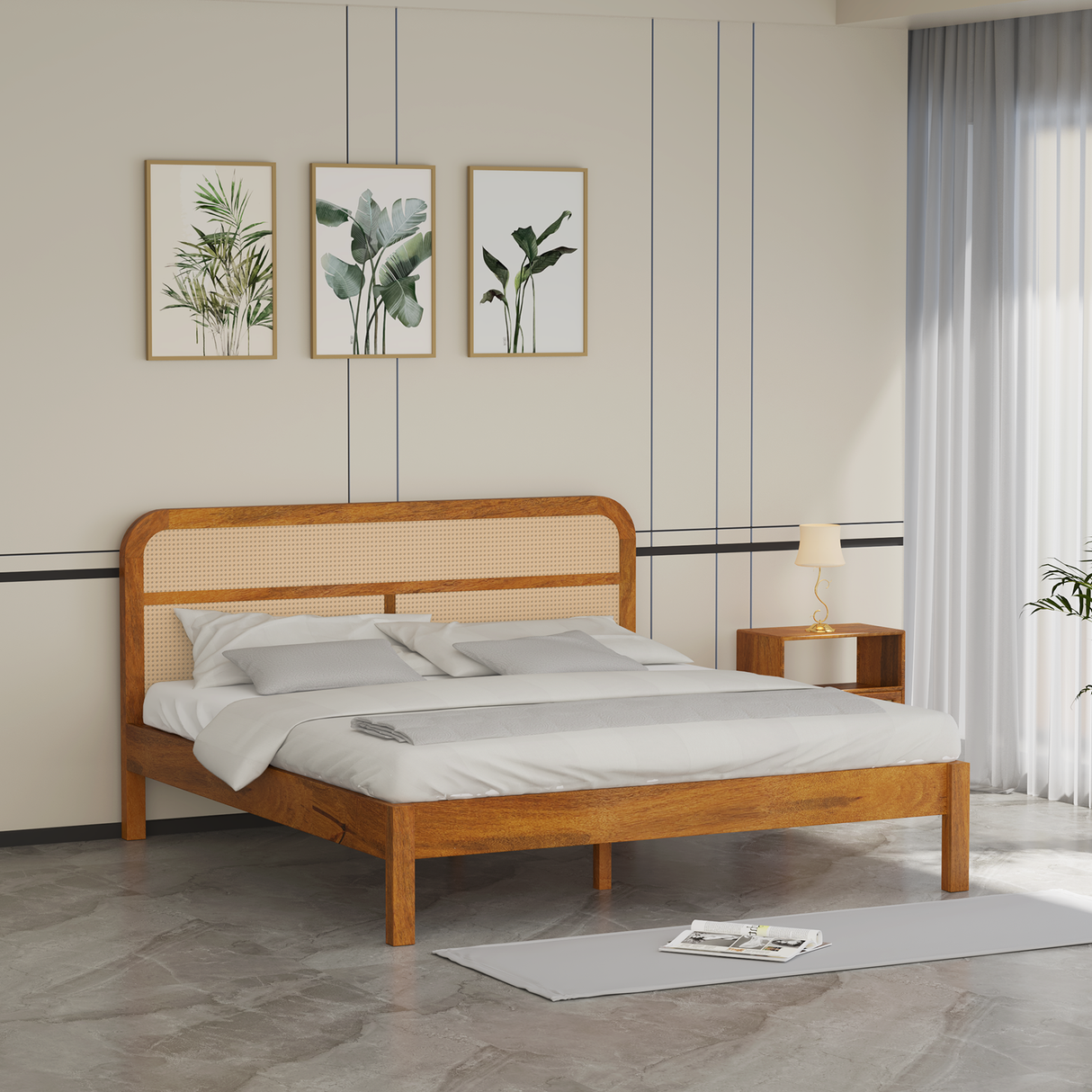 Pulse Mango wood Bed Without Box Storage in Maharani color Colour