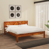 Alpha Sheesham Wood Non Storage Bed in Light Honey Finish